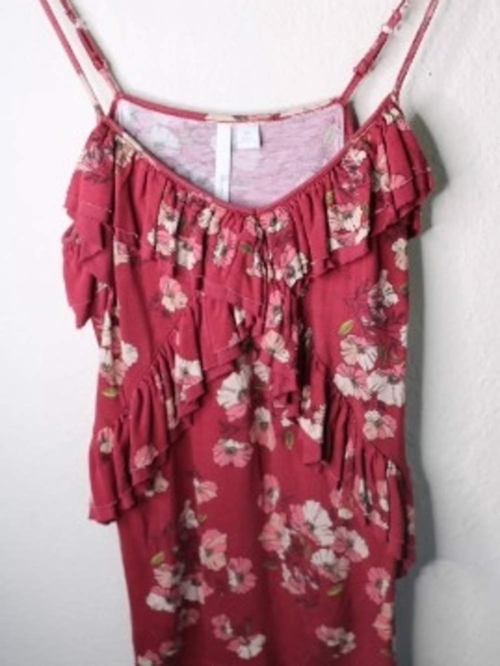Floral Ruffle Cami Top - Rose Pink